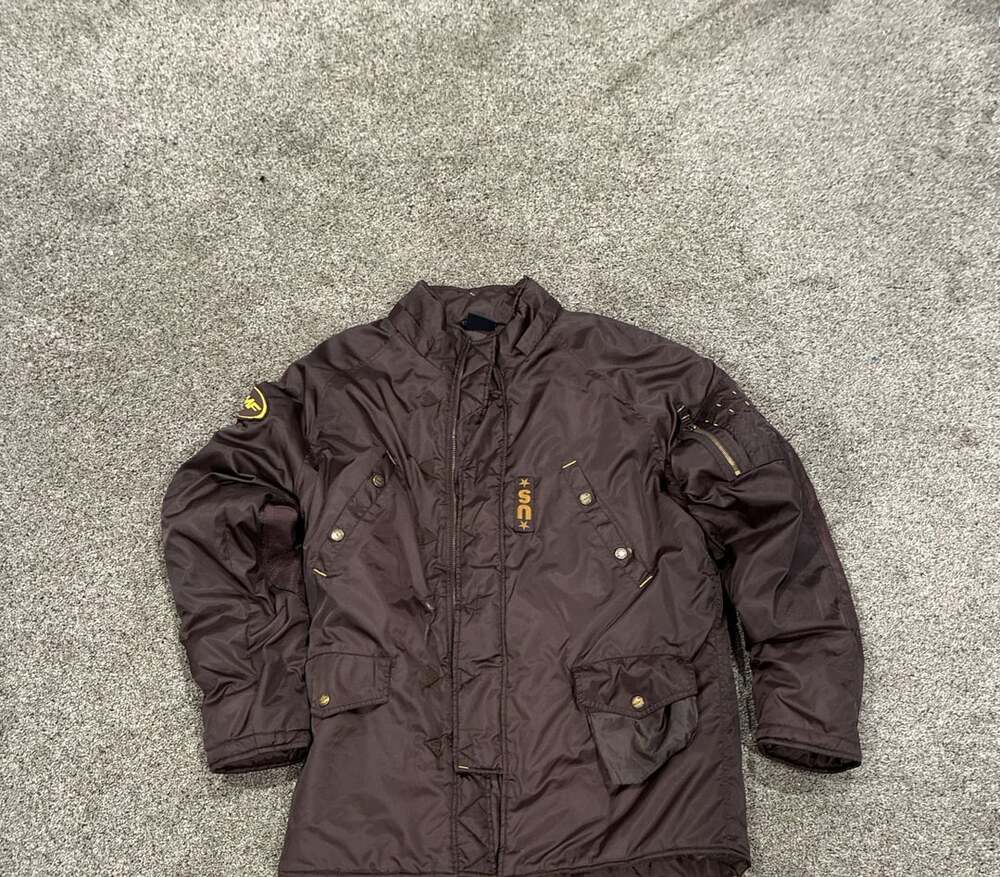 FMF Racing Brown Military Style Bomber Jacket Coat with Patches